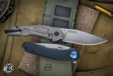 Zero Tolerance 0545 Flipper Knife Blue/Gray Carbon Fiber Titanium 3.30" Satin MagnaCut 0545BLUCF