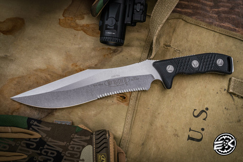 Microtech Arbiter Fixed Blade Stonewash 8.5" Stonewash Serrated 104-11 