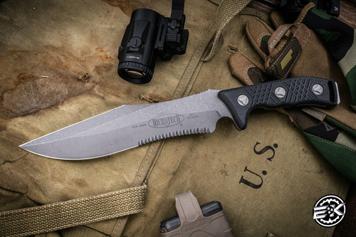  Microtech Arbiter Fixed Blade Knife 8.75" Apocalyptic Stonewash Serrated 104-11AP