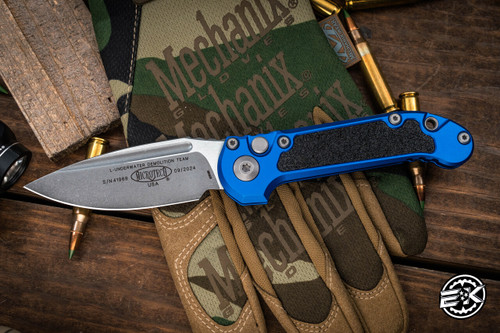 Microtech LUDT Gen III Automatic Folding Knife Blue 3.4" Drop Point Apocalyptic Stonewash 1135-10APBL