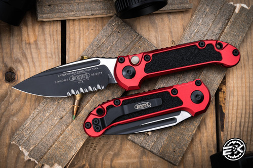 Microtech LUDT Gen III Automatic Folding Knife Red 3.4" Drop Point Black Serrated 1135-2RD