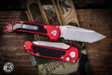 Microtech LUDT Automatic Folding Knife Red 3.4" Tanto Stonewash Serrated 1136-12RD