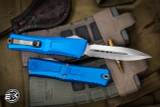 Microtech Combat Troodon Gen III OTF Automatic Knife Blue 4" Dagger Stonewash Serrated 1142-11BL