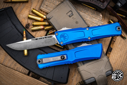 Microtech Combat Troodon Gen III OTF Automatic Knife Blue 4" Drop Point Apocalyptic Stonewash 1143-10APBL