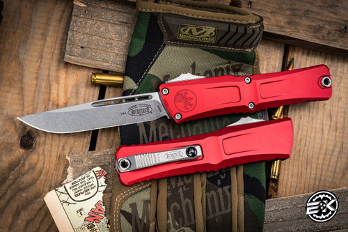 Microtech Combat Troodon Gen III OTF Automatic Knife Red 4" Drop Point Stonewash 1143-10RD