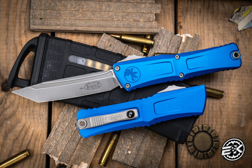 Microtech Combat Troodon Gen III OTF Automatic Knife Blue 4" Tanto Apocalyptic Stonewash 1144-10APBL