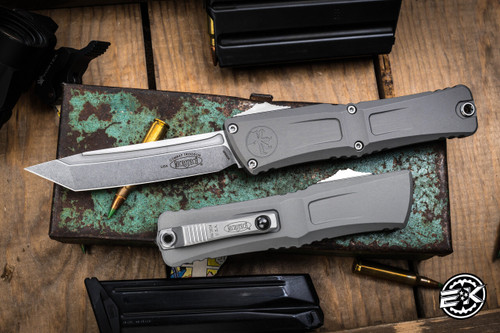 Microtech Combat Troodon Gen III OTF Automatic Knife Natural Clear Gray 3.8" Tanto Stonewash 1144-10NC