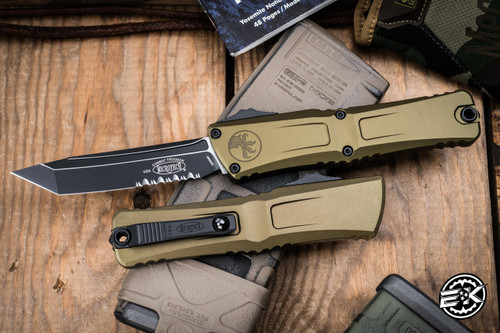 Microtech Combat Troodon Gen III OTF Automatic Knife OD Green 3.8" M390 Tanto Serrated Black 1144-2OD