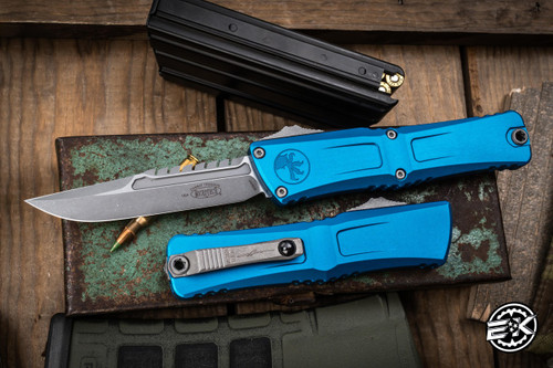 Microtech Combat Troodon Gen III OTF Automatic Knife Blue 4" Interceptor Apocalyptic Stonewash 1217-10APBLS