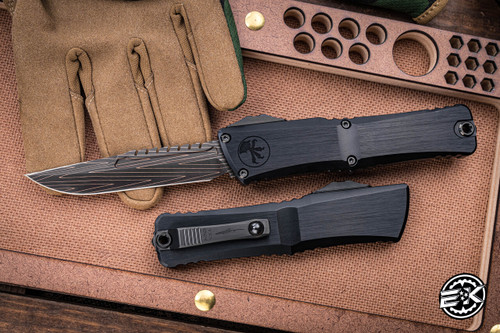  Microtech Combat Troodon Gen III OTF Hefted Black Aluminum 4" Interceptor Stainless Damascus 1217-16MS2