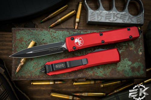 Microtech Ultratech OTF Automatic Knife Red 3.4" Dagger Black 122-1RD