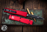 Microtech Ultratech OTF Automatic Knife Red 3.4" Dagger Black Serrated 122-2RD