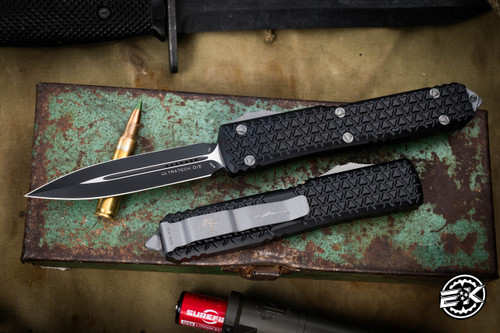 Microtech Tri-Grip Ultratech "EKnives EKclusive" Gunmetal Grey Cerakote Accents 3.4" Dagger Black 122T-1GMEKS