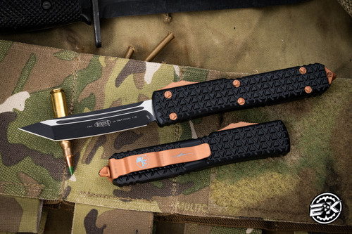 Microtech Ultratech Tri-Grip OTF Knife Copper Cerakote Accents 3.4" Black Tanto 123T-1CPEKS