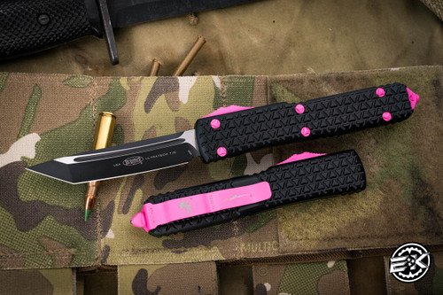 Microtech Pink Tri-Grip Ultratech "EKnives EKclusive" OTF Knife 3.4" Black Tanto 123T-1PKEKS