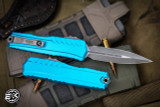  Microtech Cypher II OTF Automatic Knife Turquoise Aluminum 3.5" Dagger Apocalyptic Stonewash 1242-10APTQ