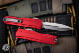 Microtech Cypher II OTF Automatic Knife Red Aluminum 3.5" Dagger Stonewash 1242-10RD