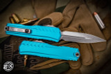 Microtech Cypher II OTF Automatic Knife Turquoise Aluminum 3.5" Dagger Stonewash 1242-10TQ