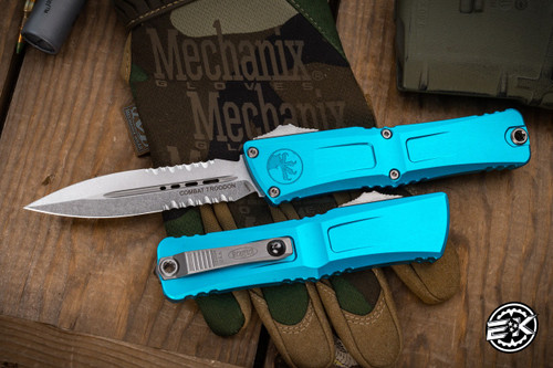 30th Anniversary-Microtech Hera II Mini OTF Automatic Knife Red 3" Bayonet Stonewash 1701M-10RD30