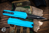 Microtech Cypher II OTF Automatic Knife Turquoise Aluminum 3.5" M390 Dagger Black 1242-1TQ