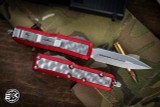 Microtech Daytona OTF Automatic Knife Red Aluminum/Bubble Inlay 3" Dagger Stonewash 126-10RDBIS