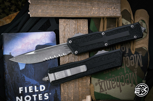 Microtech Scarab II OTF Automatic Knife Gen III 4" Drop Point Apocalyptic Stonewash Serrated 1278-11AP