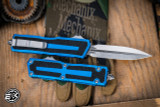 Microtech Scarab II Gen III OTF Automatic Knife Blue Aluminum 4" Dagger Stonewash 1280-10BL