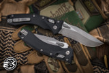 Microtech Amphibian Ram-LOK Folding Knife Fluted Black G10 3.9" Apocalyptic Stonewash Serrated 137RL-11APFLGTBK