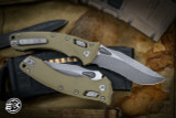 Microtech Amphibian Ram-LOK Folding Knife Fluted OD Green G10 3.9" Apocalyptic Stonewash Serrated 137RL-11APFLGTOD