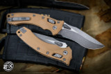 Microtech Amphibian Ram-LOK Folding Knife Fluted Tan G10 3.9" Apocalyptic Stonewash Serrated 137RL-11APFLGTTA