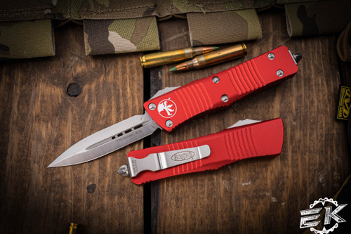 Microtech Troodon OTF Automatic Knife Red 3" Dagger Satin 138-4RD