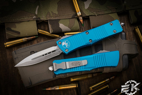 Microtech Troodon OTF Automatic Knife Turquoise 3" Dagger Satin 138-4TQ