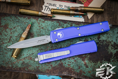 Microtech UTX-70 OTF Automatic Knife Purple 2.4" Dagger Apocalyptic Stonewash 147-10APPU