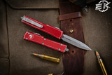 Microtech UTX-70 Red Distressed OTF Automatic Knife D/E 2.4" Dagger Stonewash 147-10-DRD