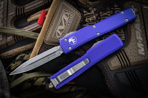 Microtech UTX-70 OTF Automatic Knife Purple 2.4" Dagger Stonewash 147-10PU