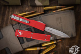 Microtech UTX-70 OTF Automatic Knife Red 2.4" Dagger Stonewash 147-10RD