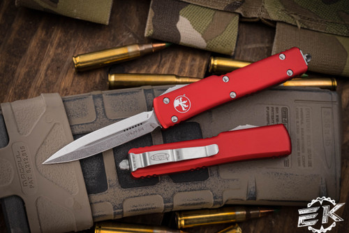 Microtech UTX-70 OTF Automatic Knife Red 2.4" Dagger Stonewash 147-10RD