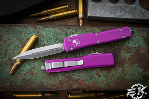 Microtech UTX-70 OTF Automatic Knife Violet 2.4" Dagger Stonewash 147-10VI