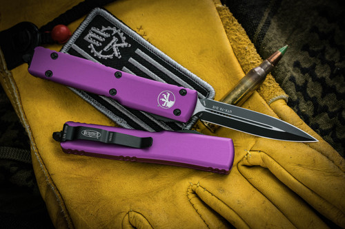 Microtech UTX-70 OTF Automatic Knife Violet 2.4" Dagger Black 147-1VI