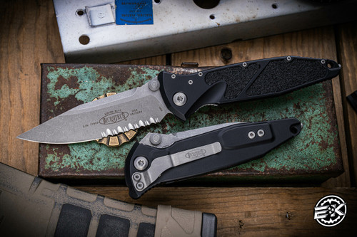  Microtech Socom Elite Manual Folding Knife 4" Clip Point Apocalyptic Stonewash Serrated 160-11AP