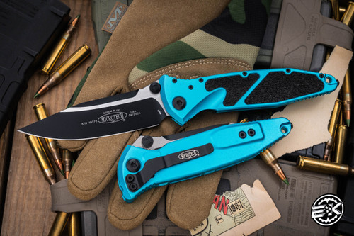 Microtech Socom Elite Manual Folding Knife Turquoise Aluminum 4" Clip Point Black 160-1TQ