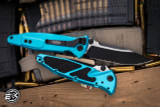 Microtech Socom Elite Manual Folding Knife Turquoise Aluminum 4" Clip Point Black Serrated 160-2TQ