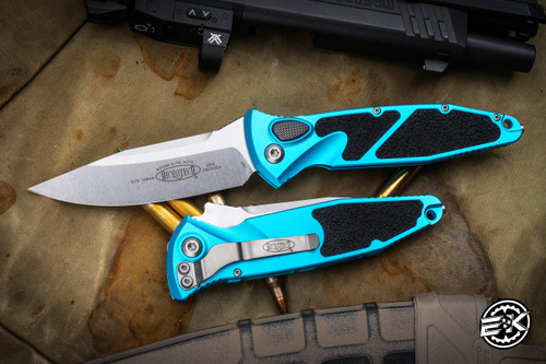 Microtech Socom Elite Automatic Folding Knife Turquoise 4" Clip Point Stonewash 160A-10TQ