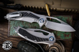 NEW Microtech Matrix Manual Folding Knife Carbon Fiber/Titanium Blue Accents 3.7" Hand Rubbed 165C-4CFITI