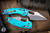 Microtech Stitch Ram-Lok Manual Folder Turquoise Fluted Aluminum 3.75" M390 Stonewash Serrated 169RL-10FLTQ