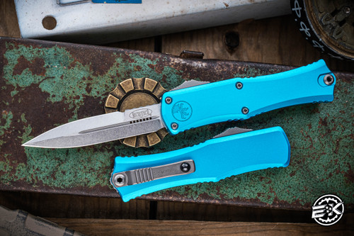 Microtech Hera II Mini OTF Automatic Knife Turquoise 3" Bayonet Stonewash 1701M-10TQ