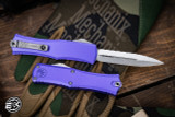 Microtech Hera II Mini OTF Automatic Knife Purple 3" Dagger Stonewash Serrated 1702M-12PU