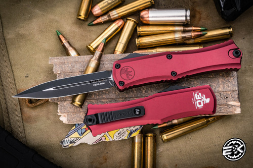 30th Anniversary Microtech Hera II Mini OTF Automatic Knife Merlot 3" Dagger Black  1702M-1MR30