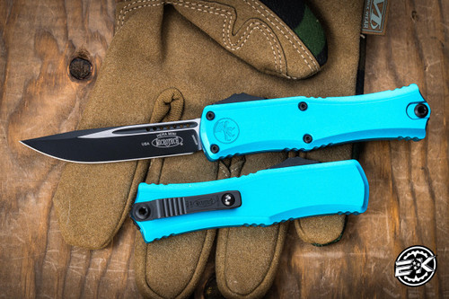 Microtech Hera II Mini OTF Automatic Knife Turquoise 3" Drop Point Serrated 1703M-1TQ