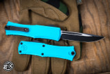 Microtech Hera II Mini OTF Automatic Knife Turquoise 3" Drop Point Serrated 1703M-1TQ